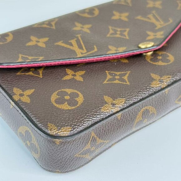Louis Vuitton Monogram Canvas Felicie Shoulder Bag Crossbody with Gold Chains - Picture 6 of 9